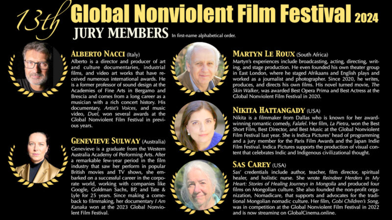 Free Screenings and Accomplished Jurors at Global Nonviolent Film Festival, GNFF 2024